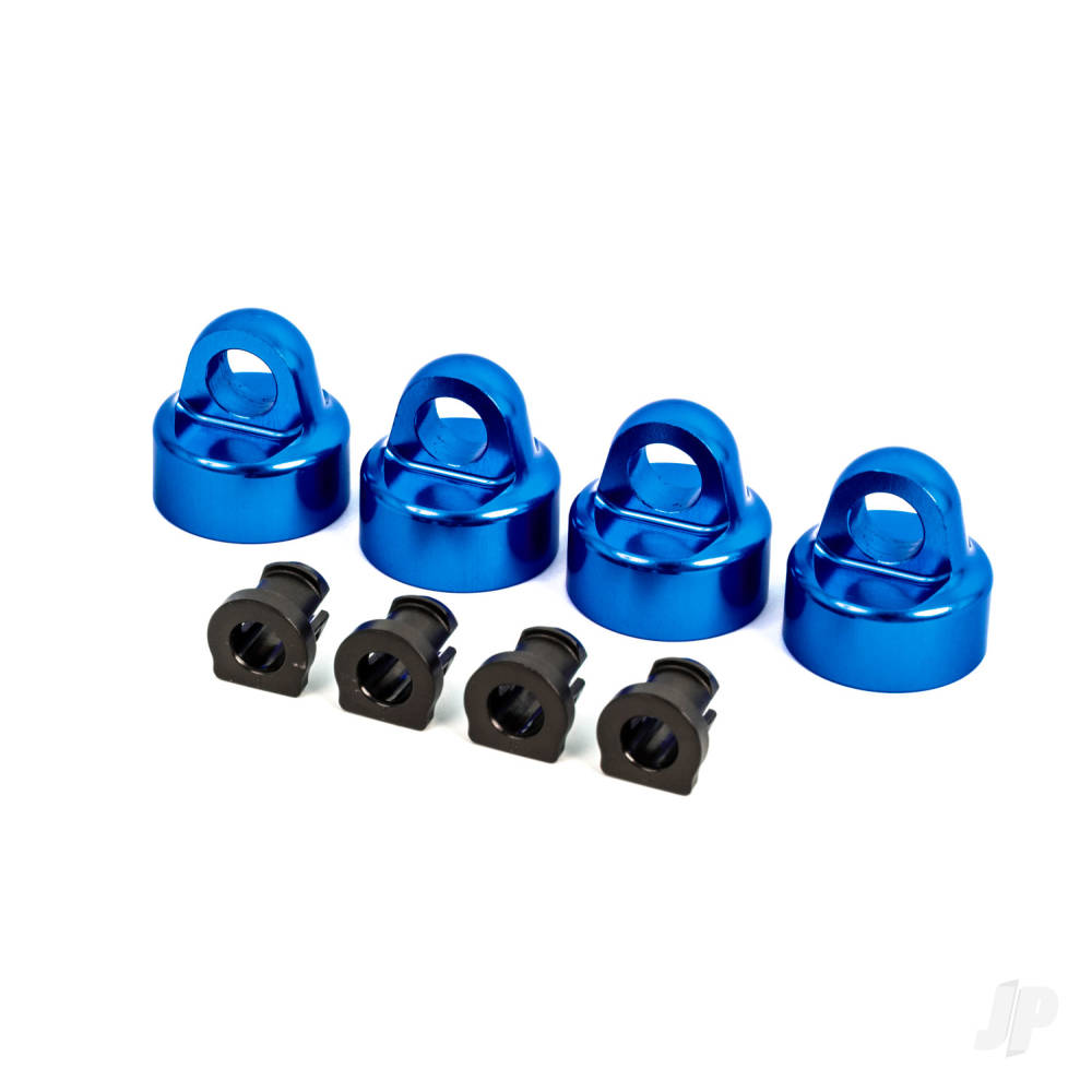 Shock caps aluminium (blue-anodised) GT-Maxx shocks (4) / spacers (4) (for Sledge)