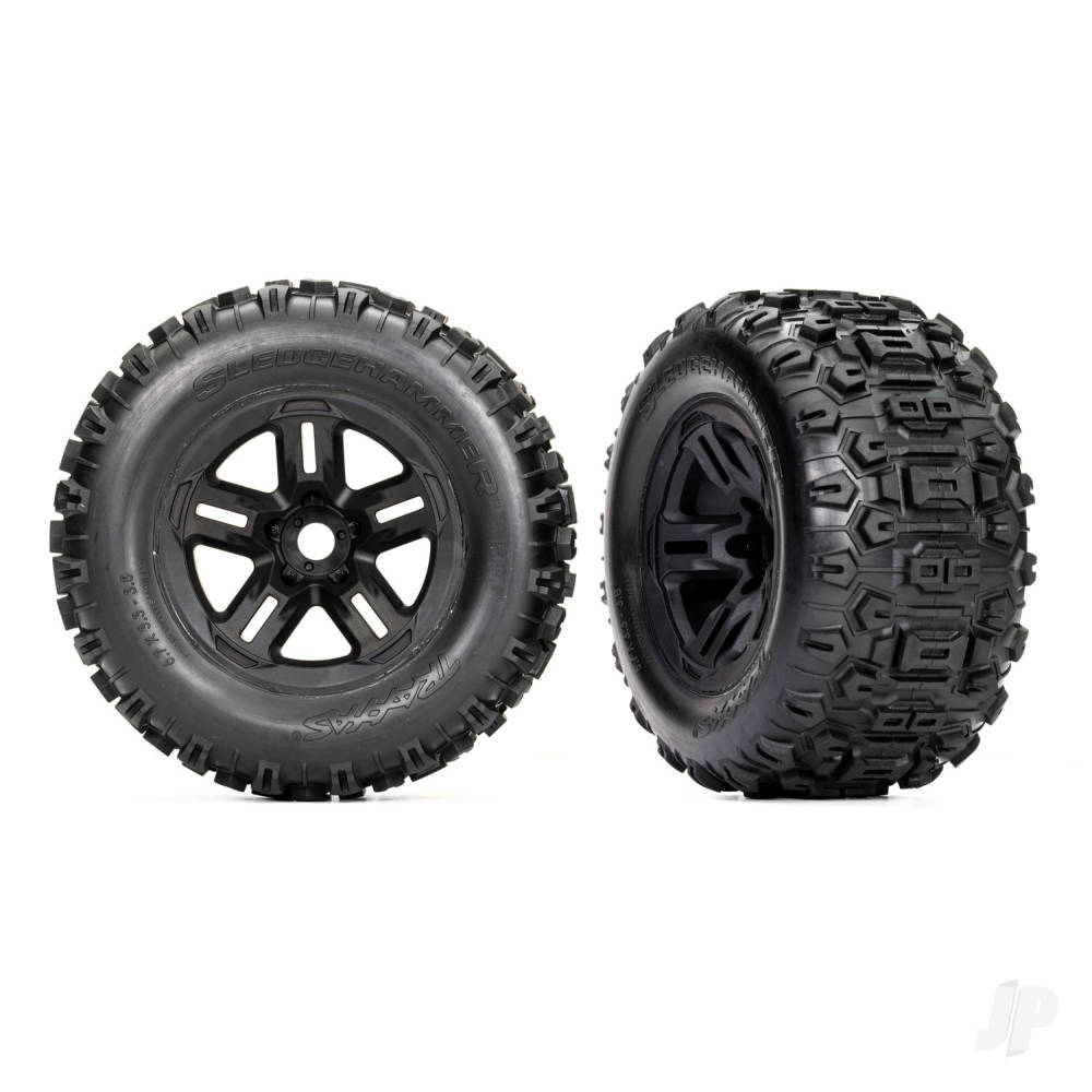Tyres and wheels assembled glued (3.8in black wheels Sledgehammer Tyres foam inserts) (2)
