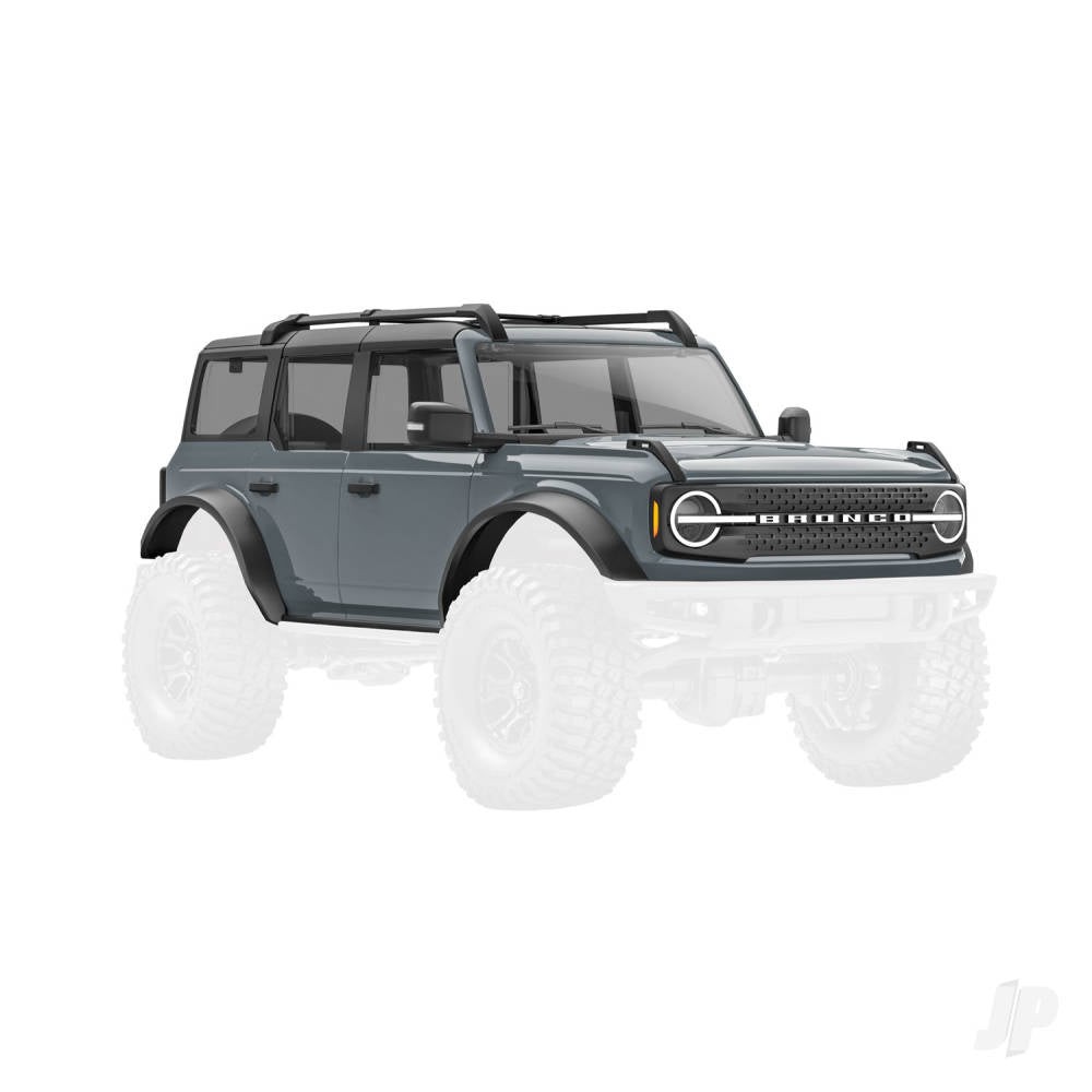 Body Ford Bronco complete dark gray (includes grille side mirrors door handles fender flares windshield wipers spare Tyre mount & clipless mounting) (requires #9735 front & rear bumpers)