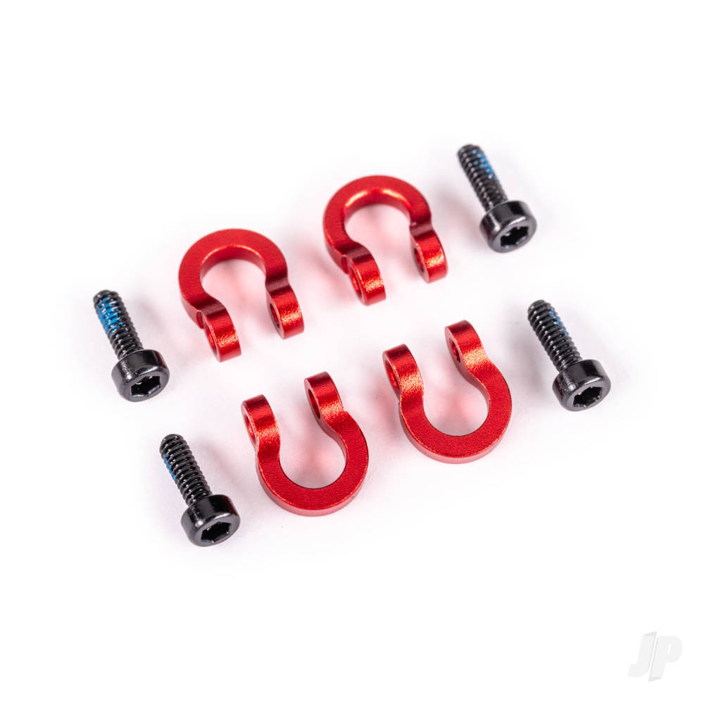 Bumper D-rings front or rear 6061-T6 aluminium (red-anodised) (4)/ 1.6x5mm CS (with threadlock) (4) (fits #9734X or 9735X aluminium bumpers)