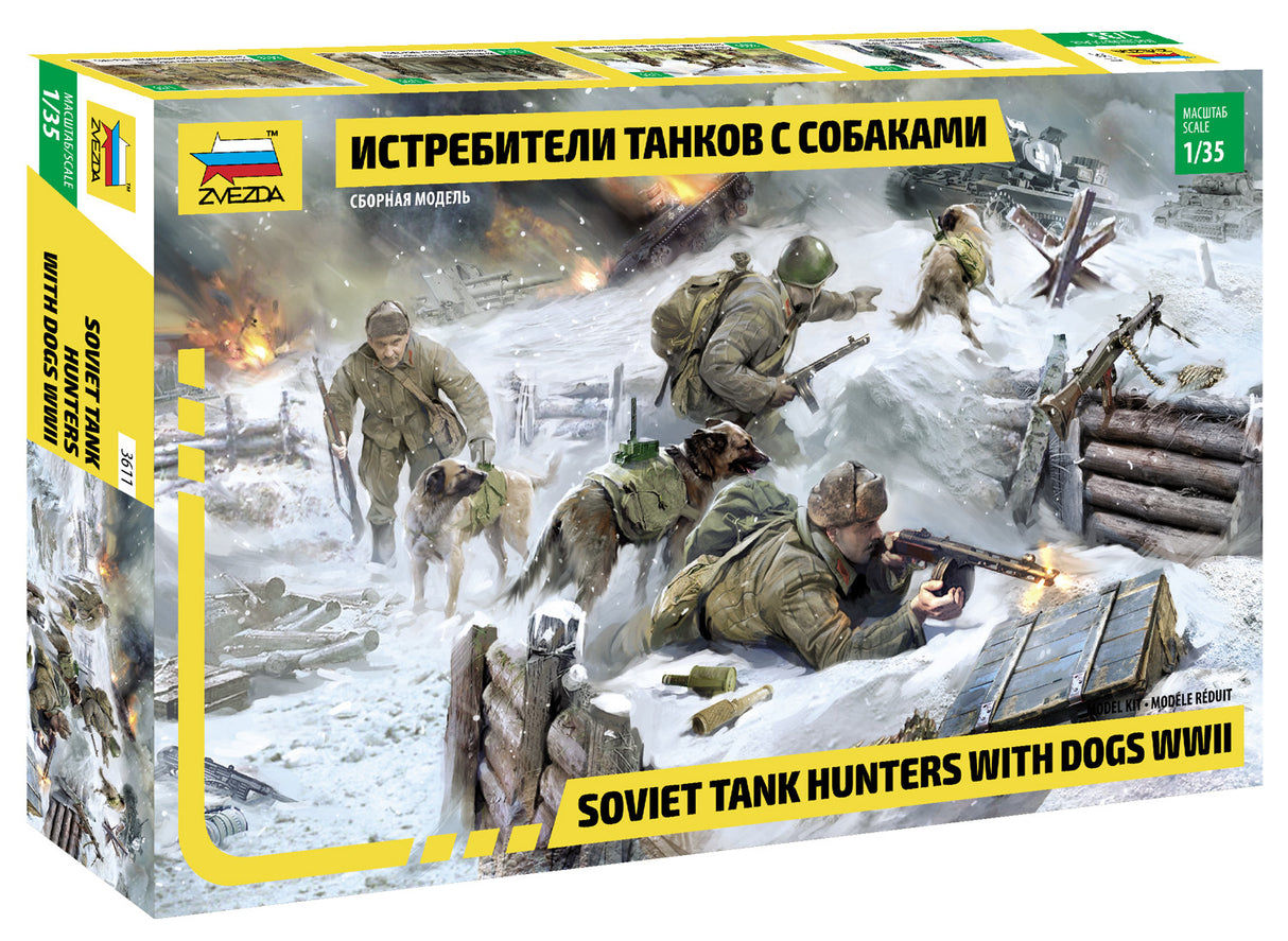 ZVEZDA Soviet Tank Hunters with Dogs 1/35