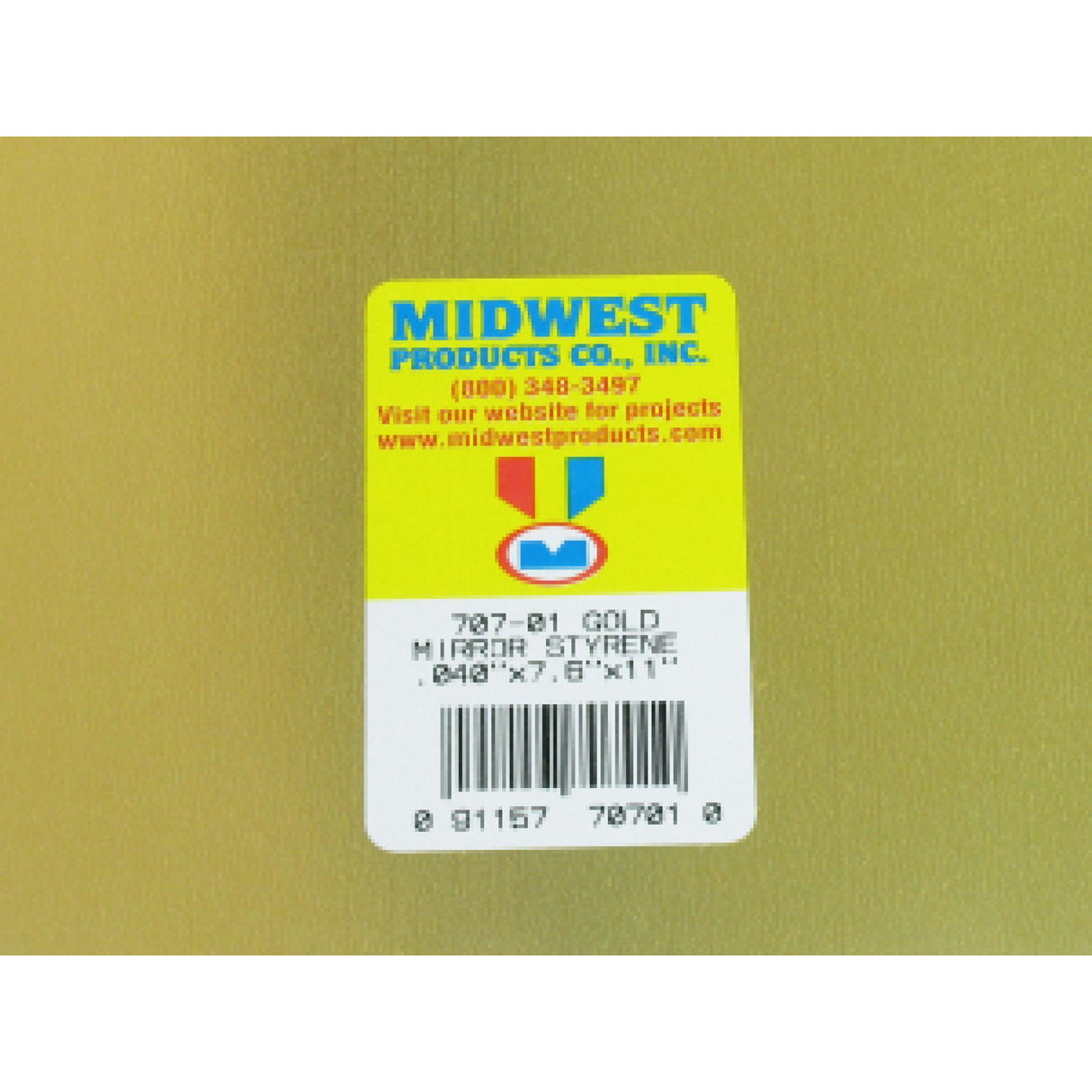 Midwest Products Gold Mirror Styrens Sheet - 7-1/2 x 11 Inches x .040