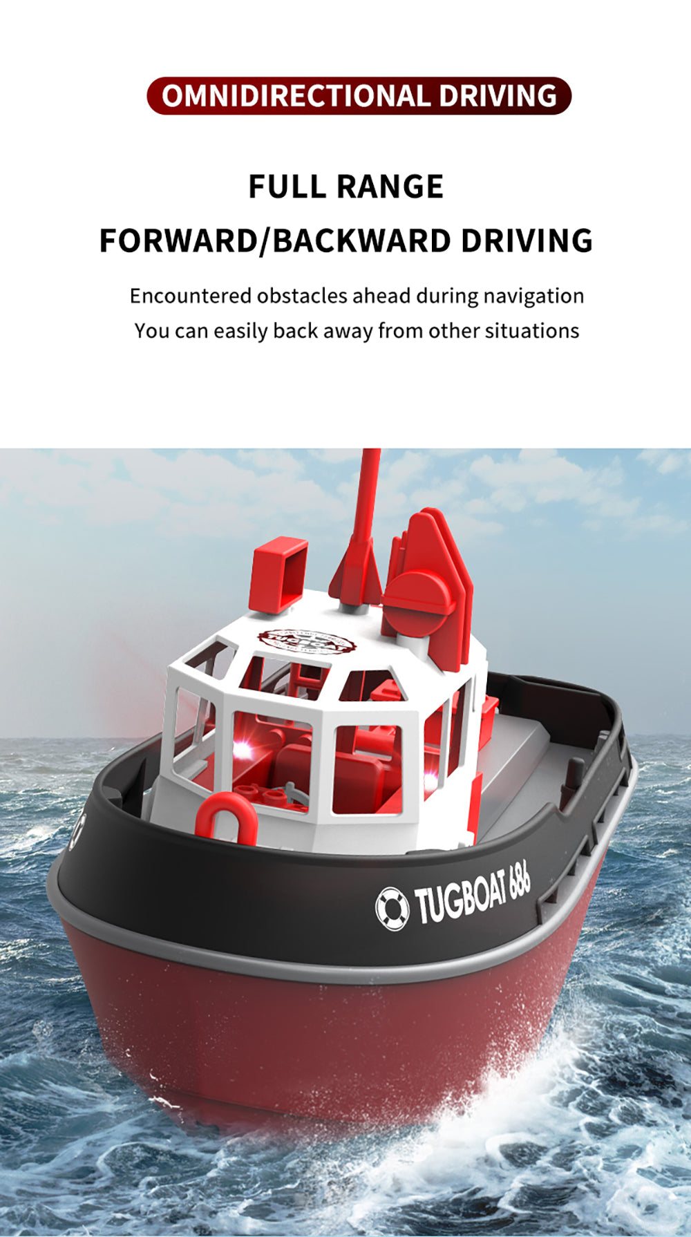 HENG LONG 1/72 RTR TUGBOAT 686 2.4GHZ 280MM LENGTH BLACK (HLG3800B)