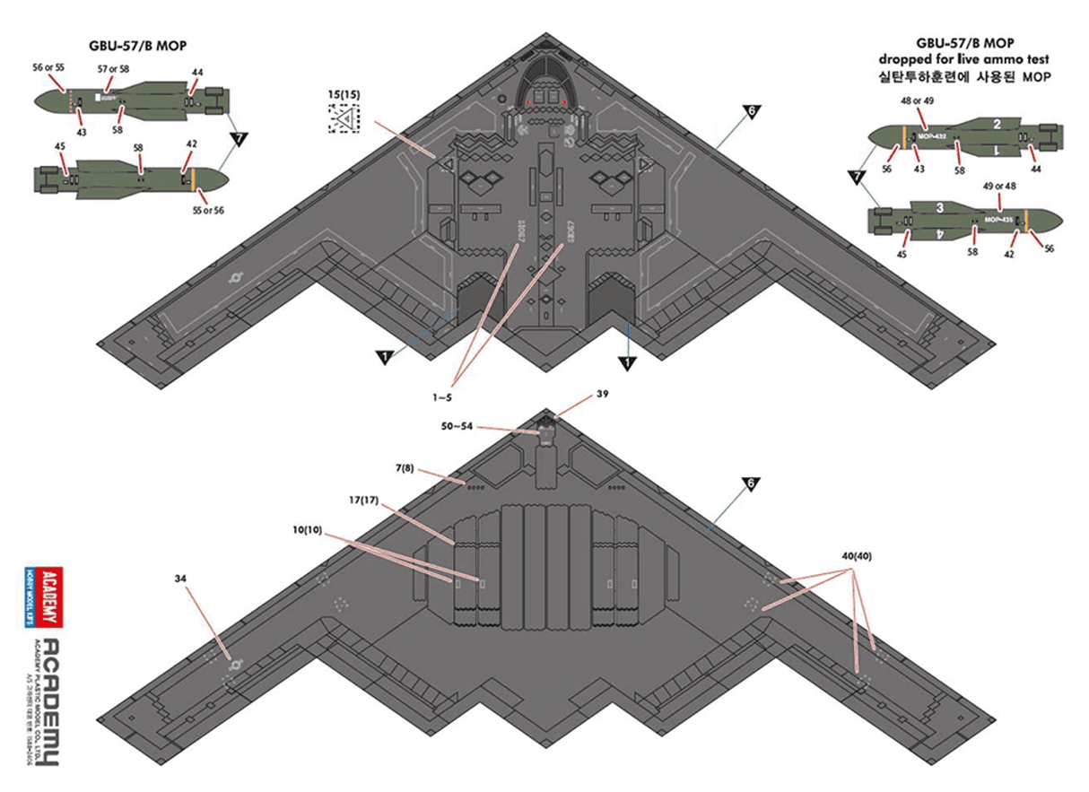Academy 1/144 USAF B-2A Stealth Bomber Kit 12645