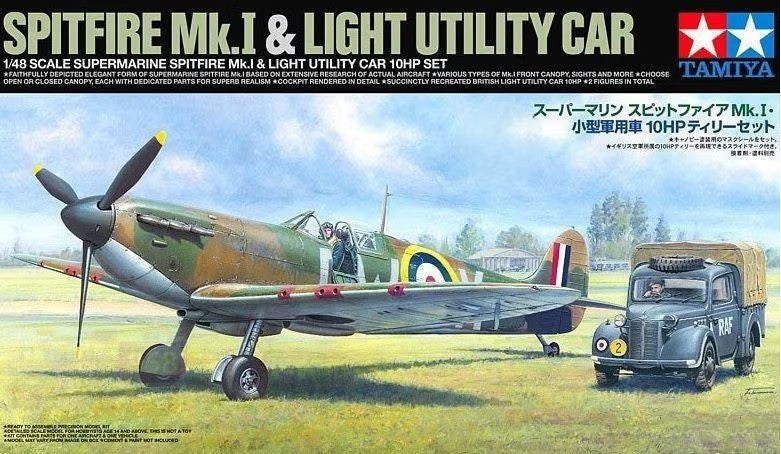 Tamiya 1/48 Supermarine Spitfire Mk.I & Light Utility Car 10HP Set 25211