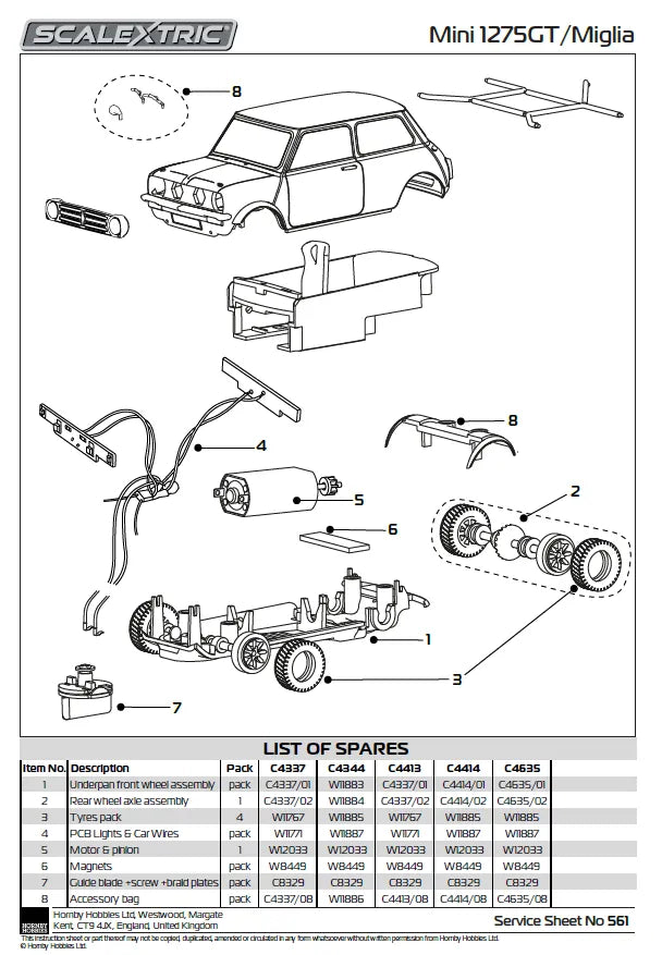Scalextric Mini Miglis JRT Racing Andrew Jordan C4344