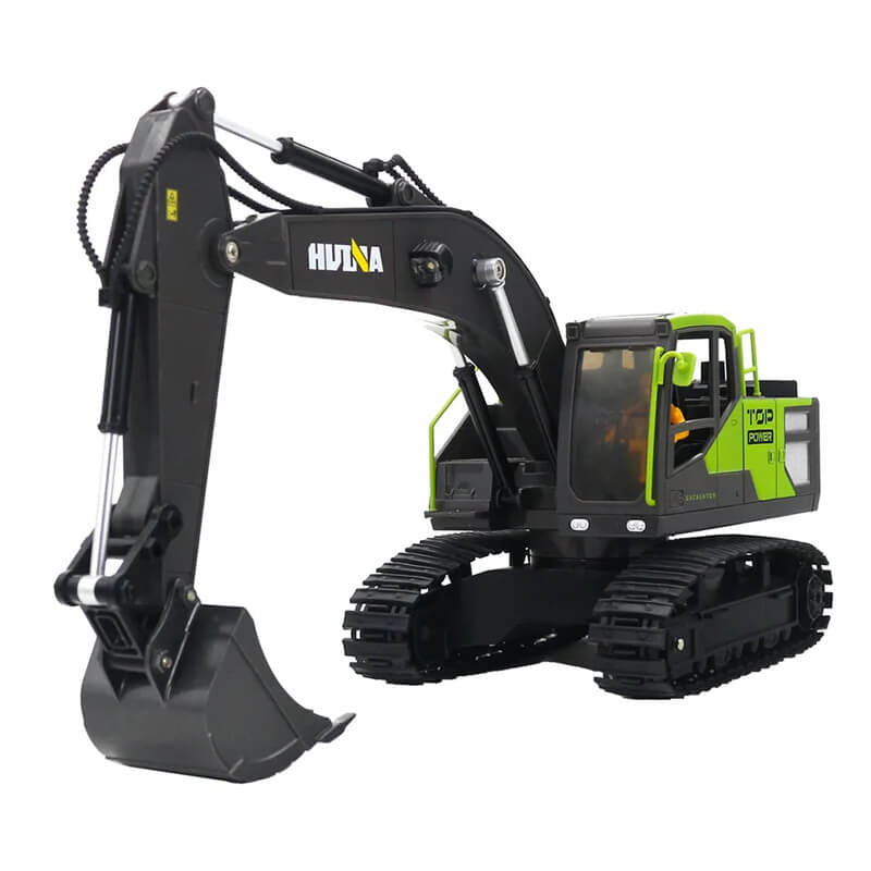 HUINA 2.4G 11CH RC EXCAVATOR GREEN 680° TURNTABLE WITH SMOKE