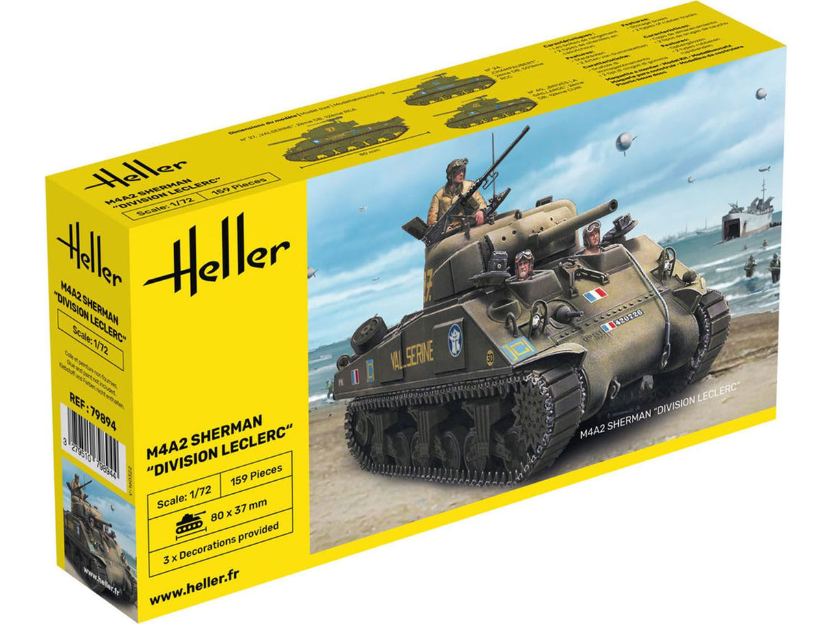 Heller 1/72 M4A2 Sherman Tank=Division Leclerc Kit 79894
