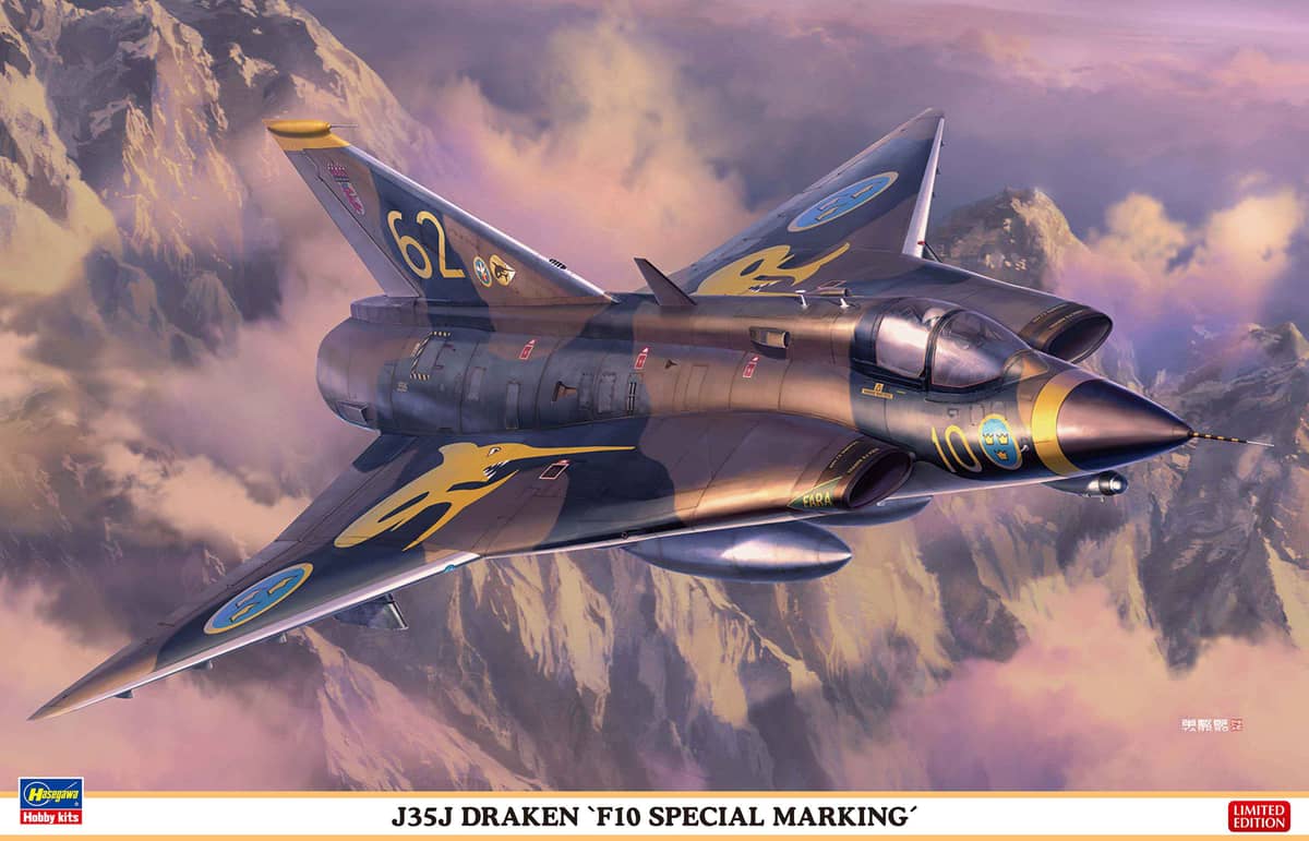 Hasegawa 1/48 J35J Draken F10 Special Marking Model Kit HJT07547