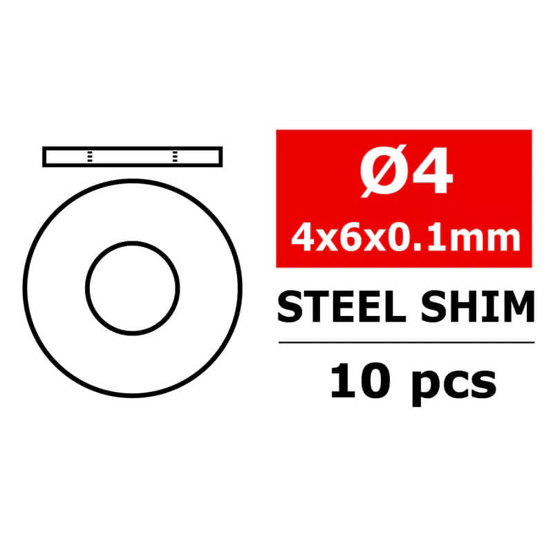 CORALLY STEEL METRIC SHIM4X6X0.1MM 10 PCS