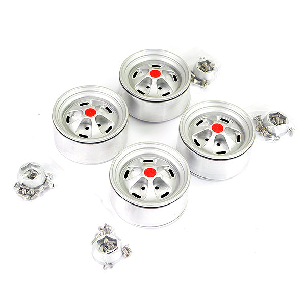 FASTRAX ALUMINUM BEADLOCK STAR 1.9 WHEELS - SILVER (4PC)