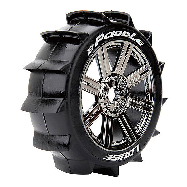 LOUISE RC B-PADDLE 1/8 FR/RR SOFT HEX 17MM SPOKE BLACK CHROME