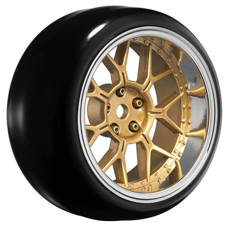LOUISE RC 1/10 DRIFT 2468MM OFFSET 14-SPOKE WHEELS BRONZE WITH TYRES