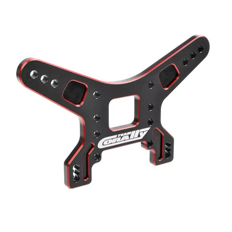 CORALLY SHOCK TOWER REAR 4MM ALU 7075 HARD ANODIZED BLK/RED