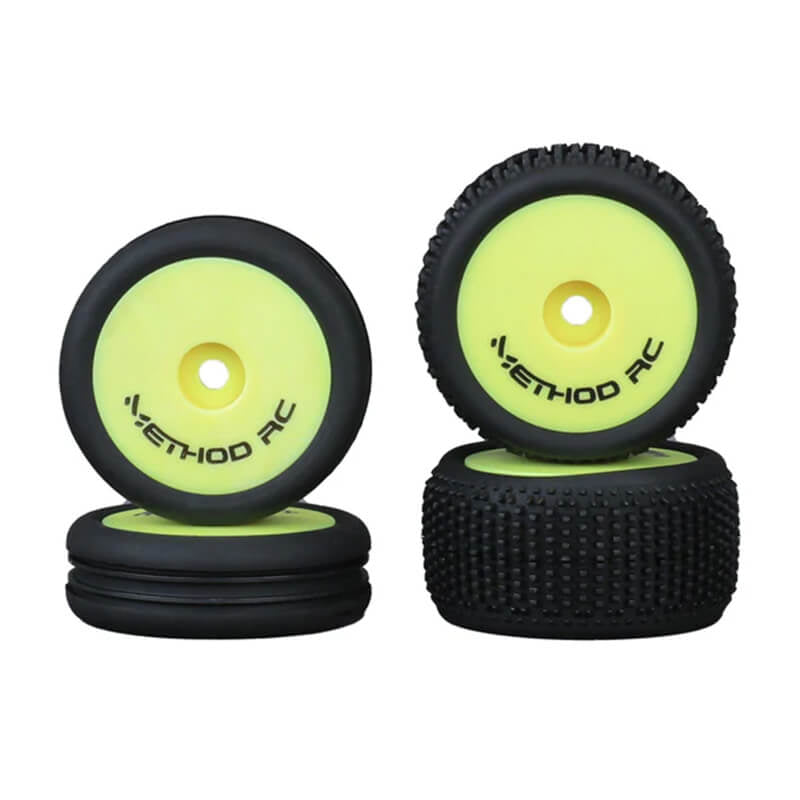 METHOD NITRAGRIP 1/24 BUGGY TY RES F/R ON 7MM HEX YELLOW (4)