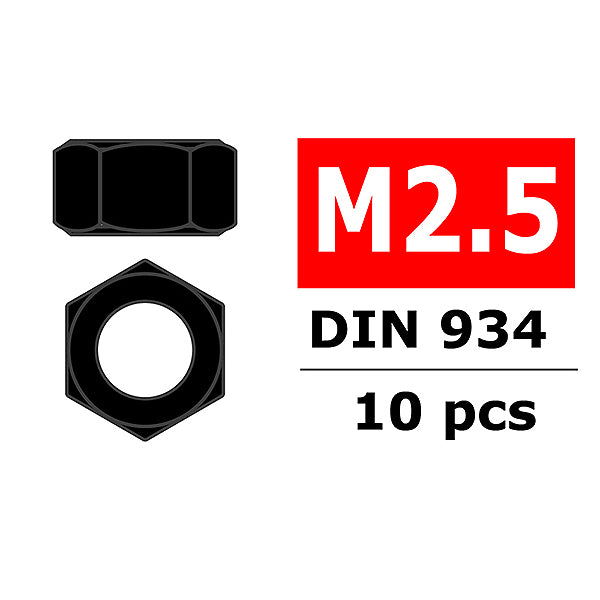 CORALLY STEEL NUT M25 BLACK COATED 10 PCS
