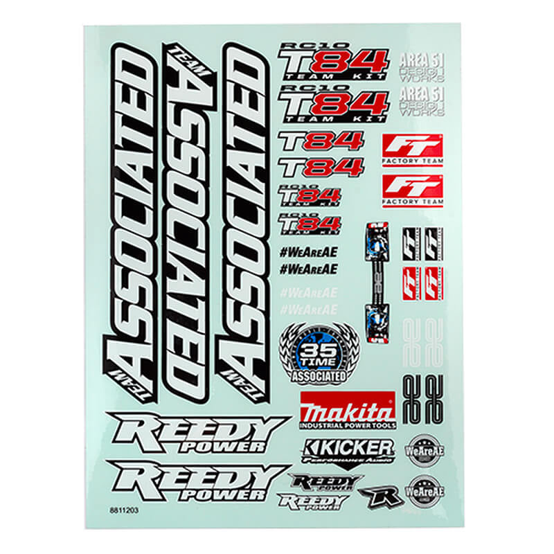 TEAM ASSOCIATED RC10TB84 DECAL SHEET AS92621