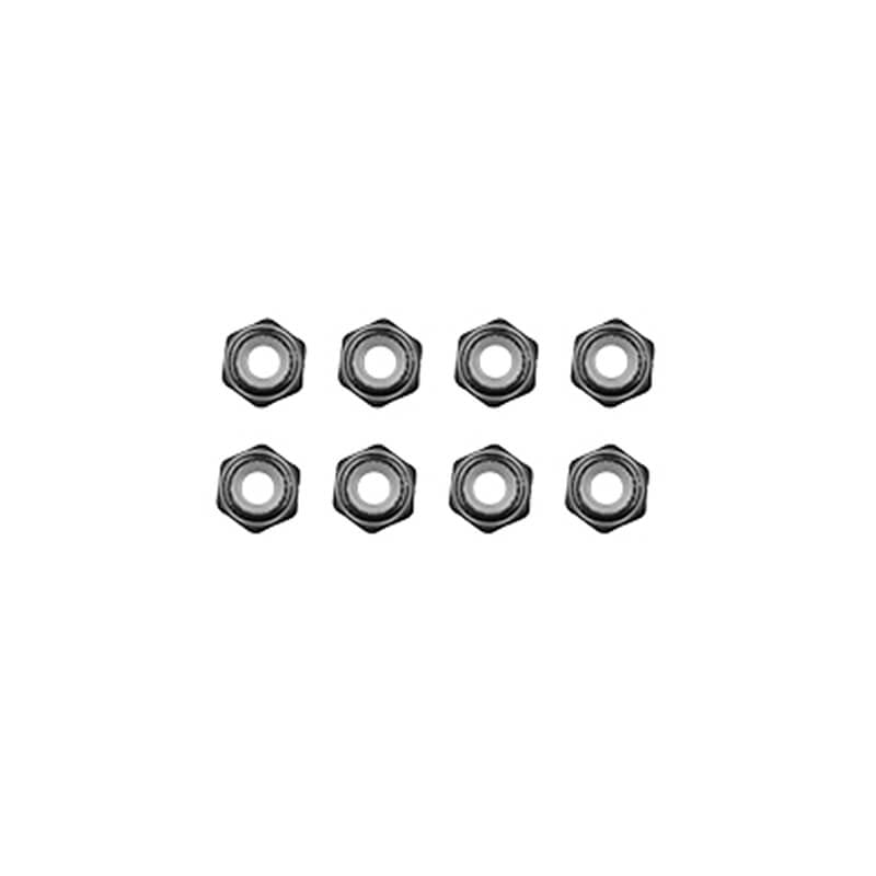 TEAM ASSOCIATED M2 LOCKNUTS BLACK ALUMINIUM (8)