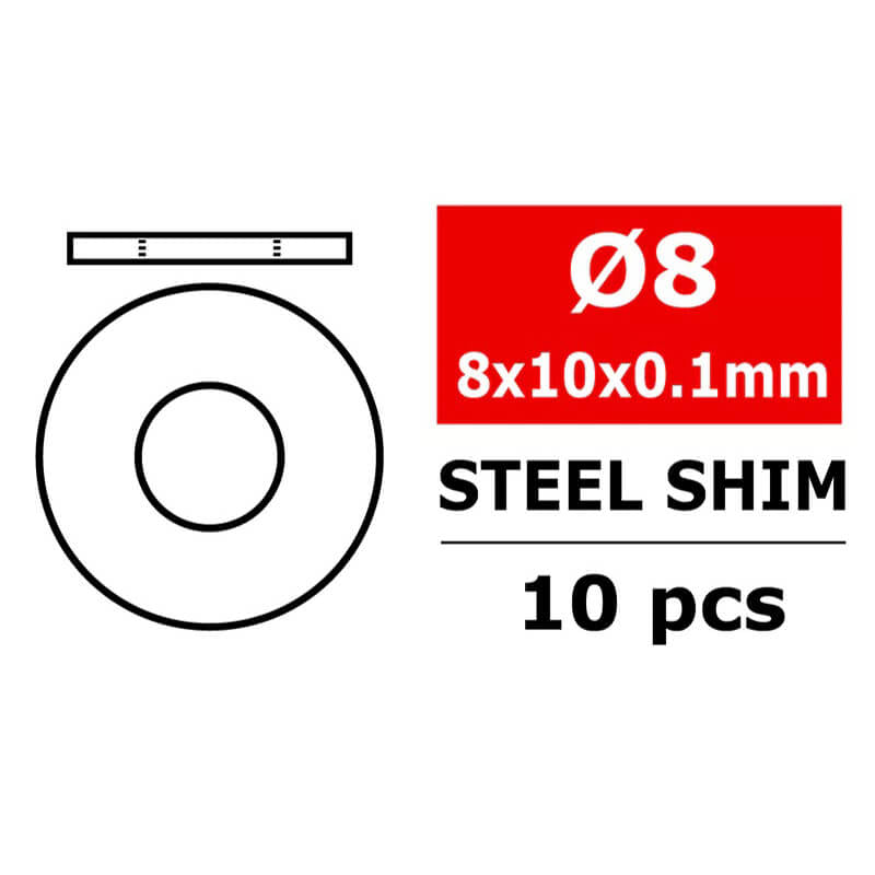 CORALLY STEEL METRIC SHIM8X10X0.1MM 10 PCS