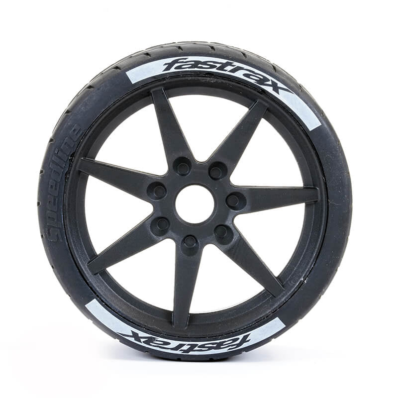 FASTRAX SUPAFORZA FRONT 45° TYRES/BLK 17MM HEX WHEELS