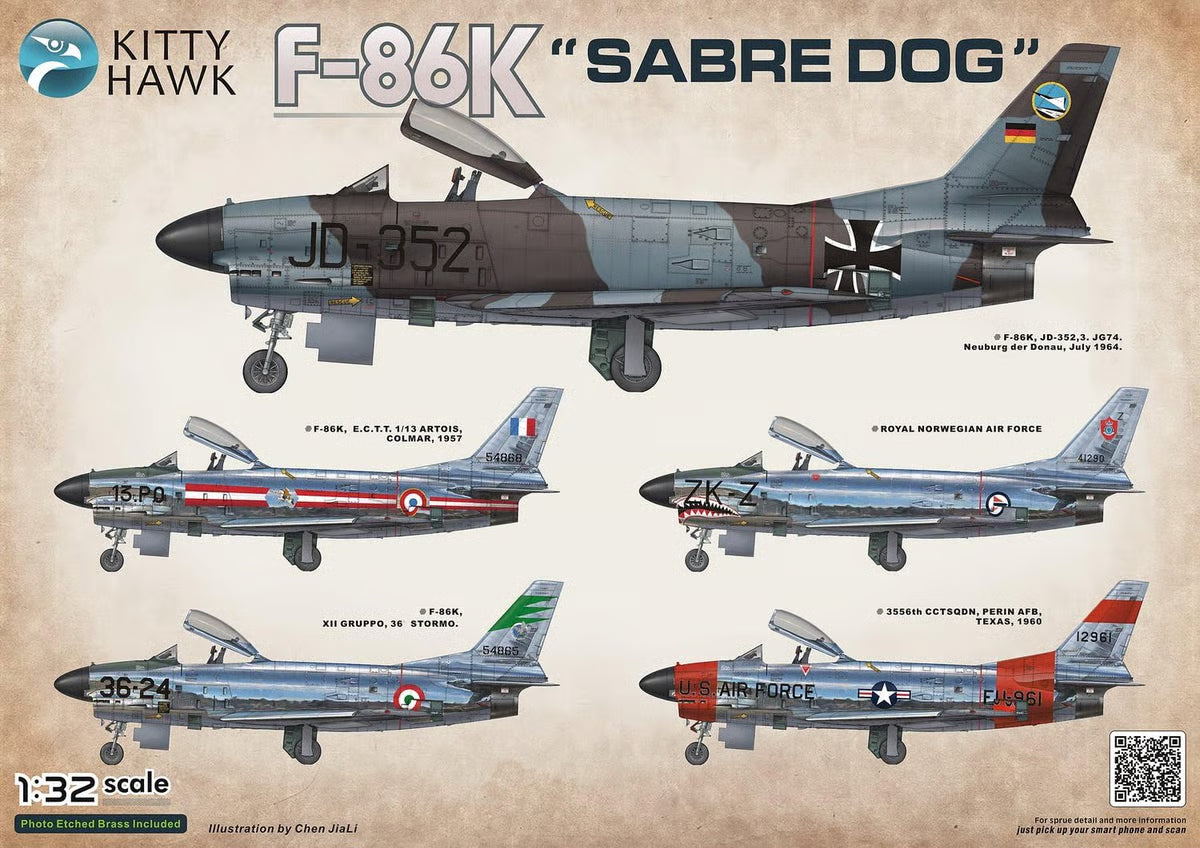 Kitty Hawk 1/32 F-86K Sabre Dog Model Kit KH32008