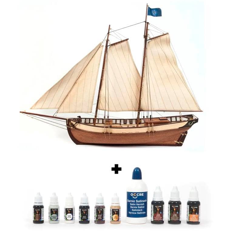 OcCre 1/50 Polaris Wooden Boat Kit with Paint Pack Bundle OC12007P