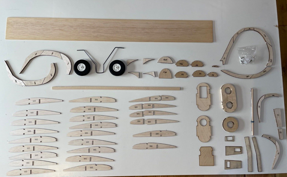 The Model Barn Buzzard Kit. A balsa and ply vintage style high wing model kit
