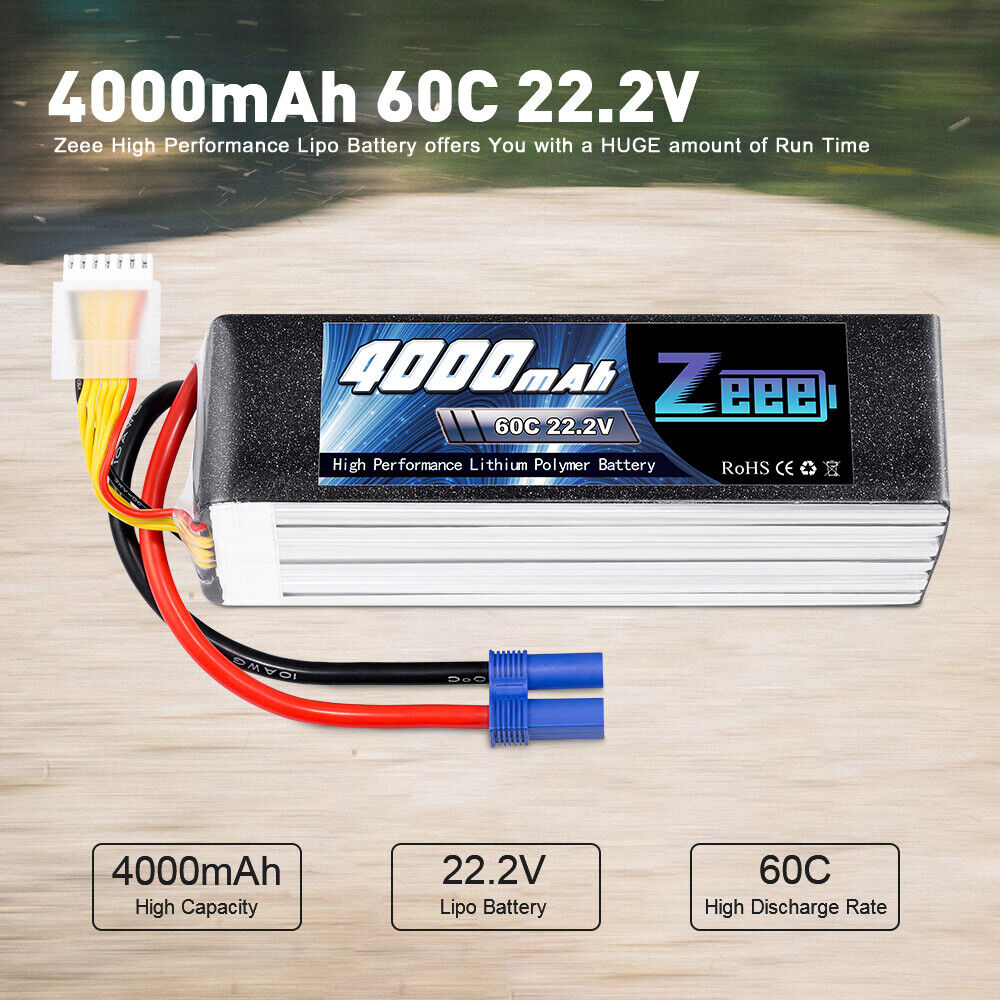 Zeee 6S Lipo Battery 4000mAh 22.2V 60C Battery with EC5 - SECOND HAND - AS NEW
