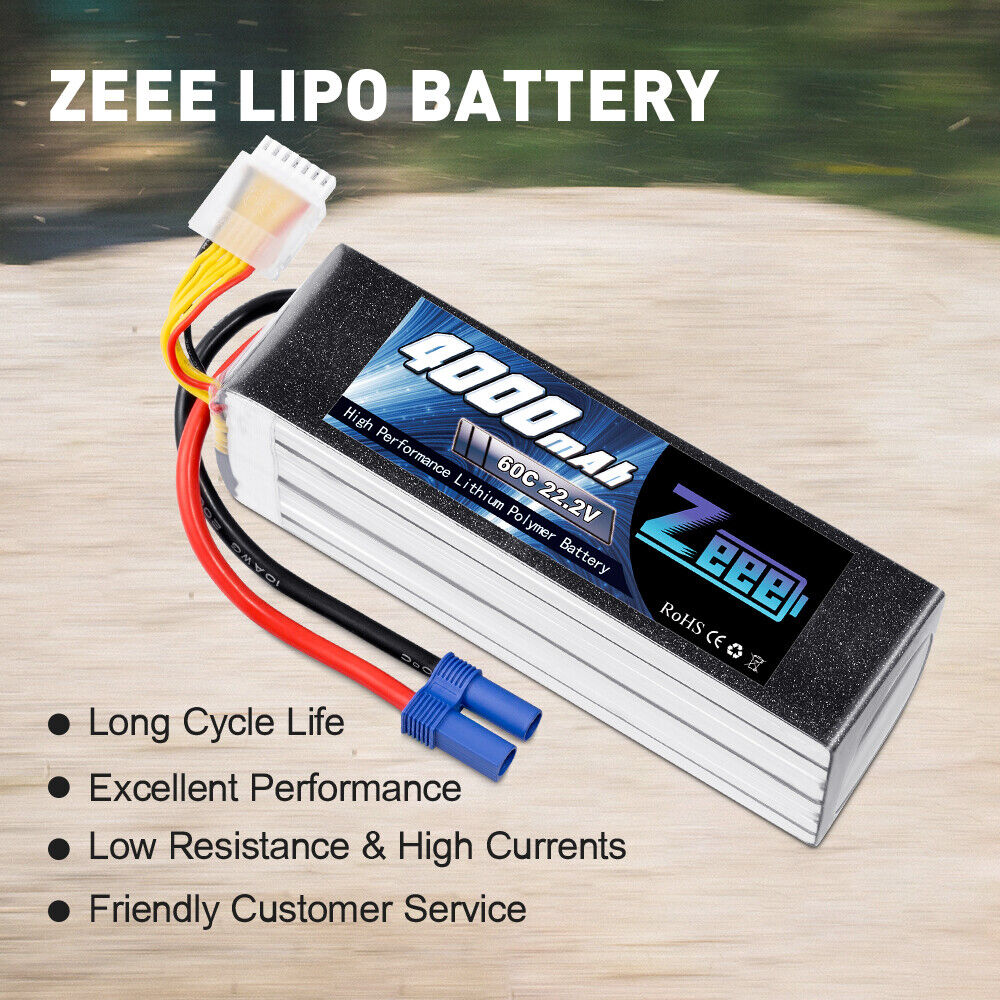 Zeee 6S Lipo Battery 4000mAh 22.2V 60C Battery with EC5 - SECOND HAND - AS NEW