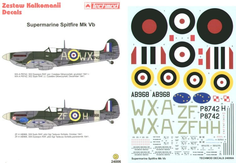 Techmod Decals Supermarine Spifire Mk Vb 24006