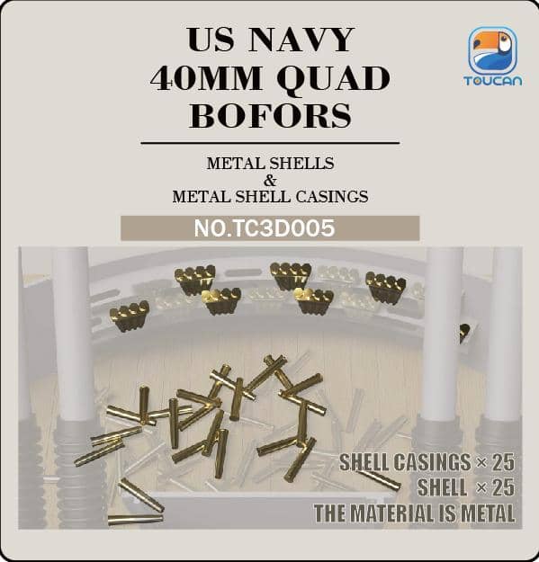 Toucan Models 1/35 U.S Navy Bofors Gun Metal Shells and Casings