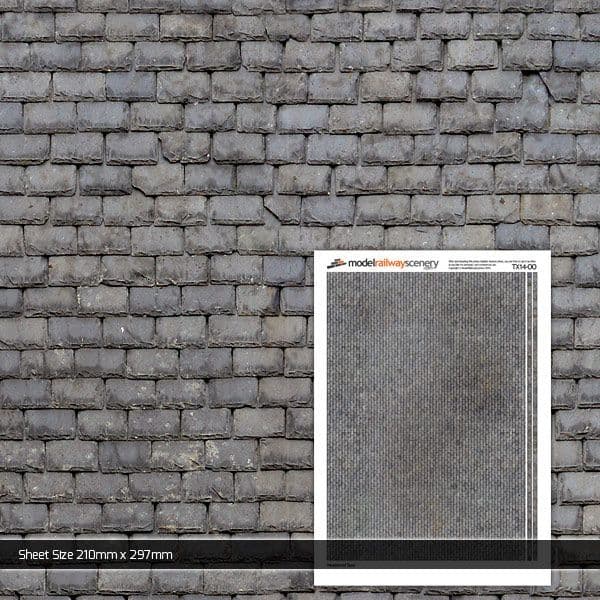 Scale Model Scenery Weathered Slate Roofing Texture Paper (Pk of 5) OO/HO TX014