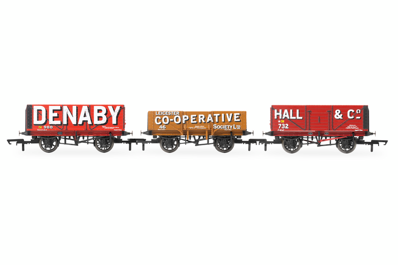 Hornby Triple Wagon Pack Denaby Colliery Leicester Co-Op & Hall & Co R60104
