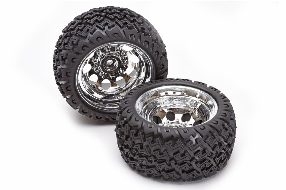 DHK Tyre set (glued) with chromed wheel