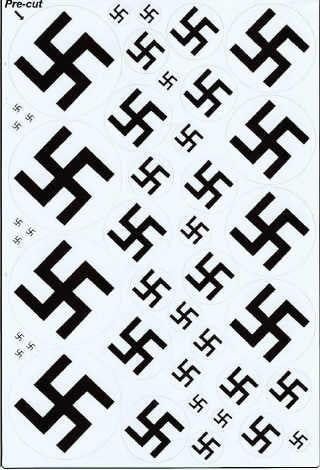 BECC German WW2 Swastika- Printed white self adhesive vinyl - A5 Multi Size