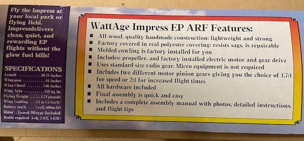 Wattage Impress ARTF EP 3 Channel plane