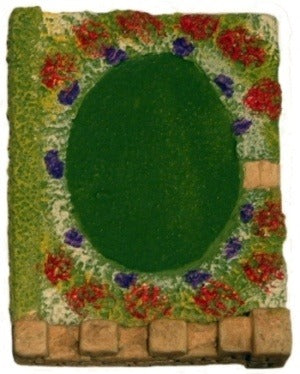 Harburn Hamlet CG246 Front Garden with Flower Borders Oval Lawn and Wall Left Hand