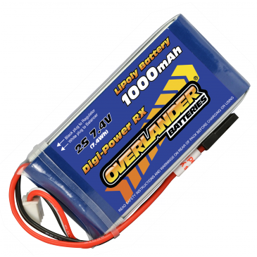 1000mAh 2S 7.4v LiPo Battery Receiver Pack - Overlander Digi-Power