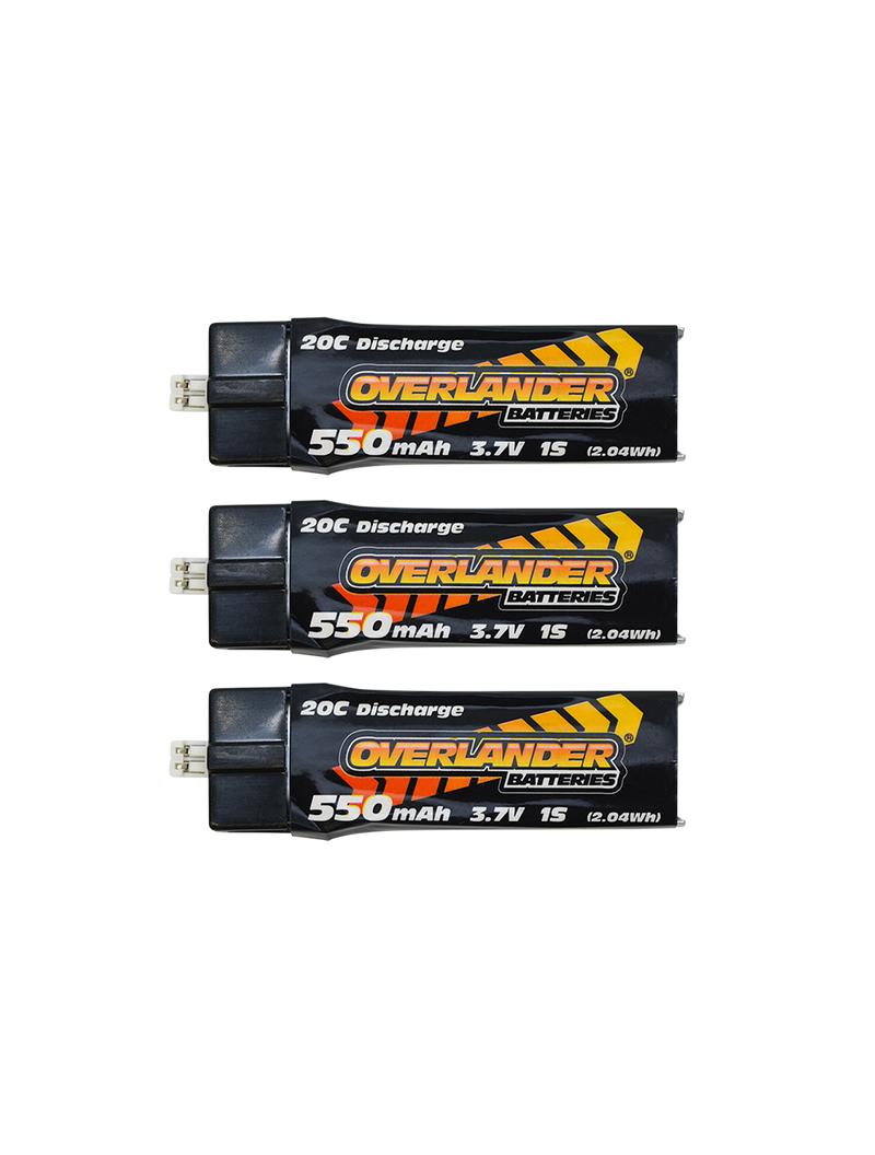 Push-In 550mAh 3.7V 1S 20C LiPo Battery (3 Pack)