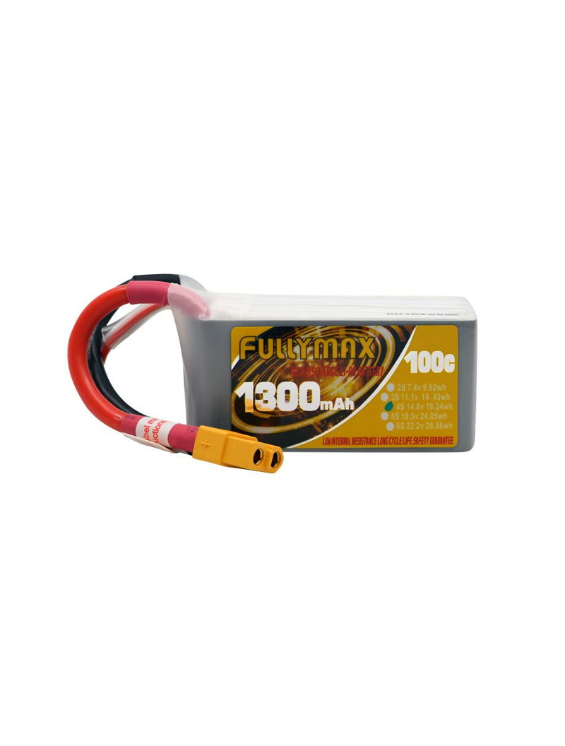 Fullymax 1300mAh 14.8V 4S 100C FPV LiPo Battery