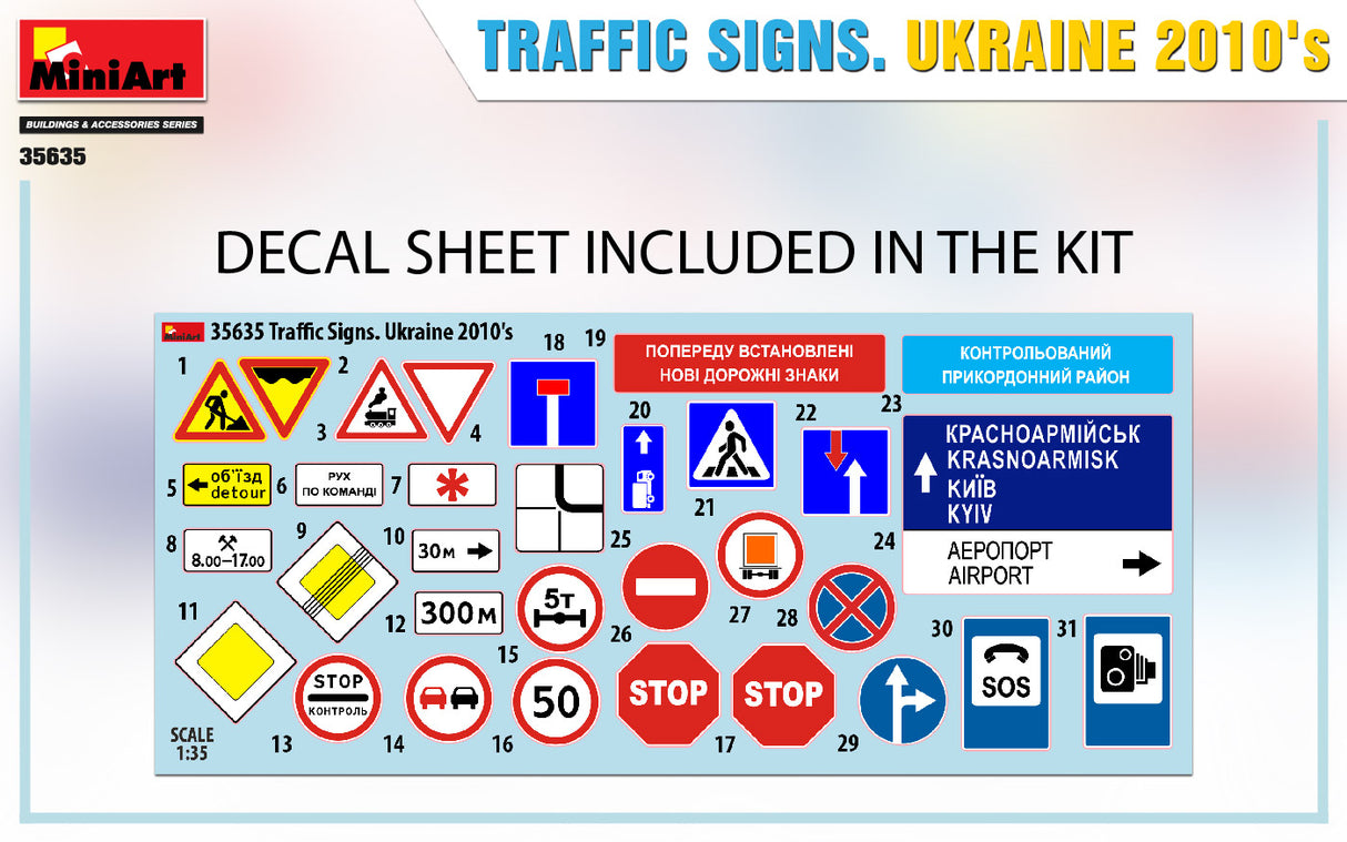 Mini Art 1/35 TRAFFIC SIGNS UKRAINE 2010s 35635