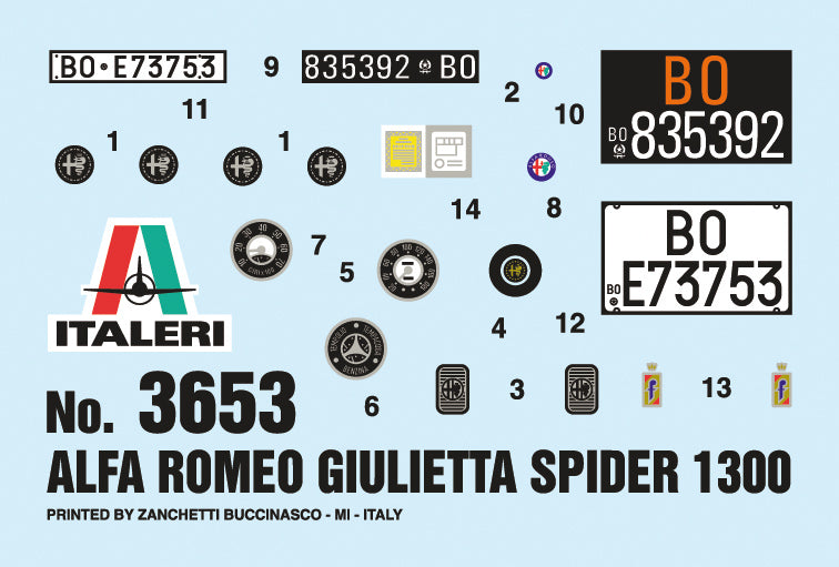 Italeri 1/24 ALFA ROMEO GIULIETTA SPIDER 1300
