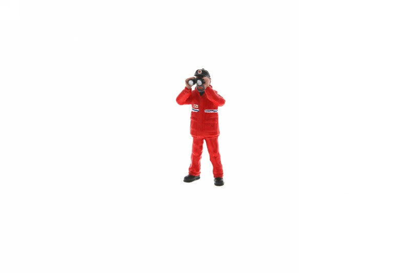 Technician standing with binoculars