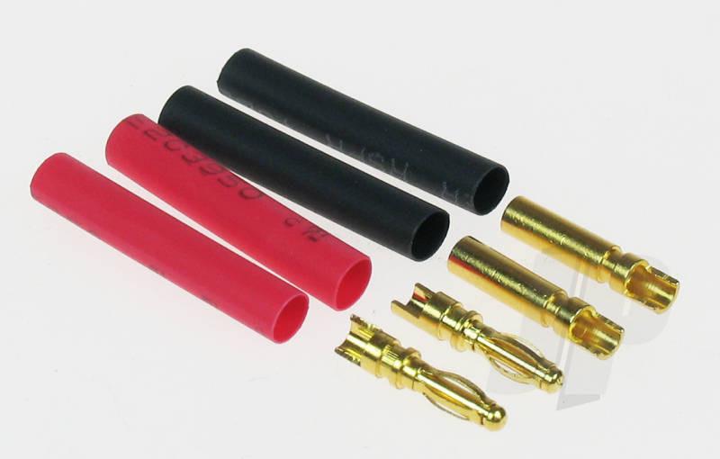 2mm Gold Connectors with Heat Shrink (2 Pair)