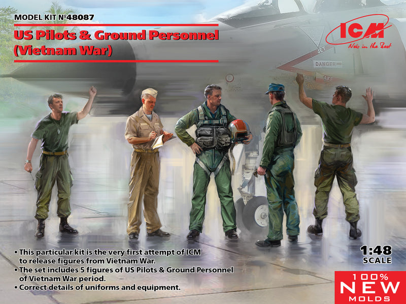 ICM 1/48 US Pilots & Ground Personnel (Vietnam War) 5 Figure Set ICM48087