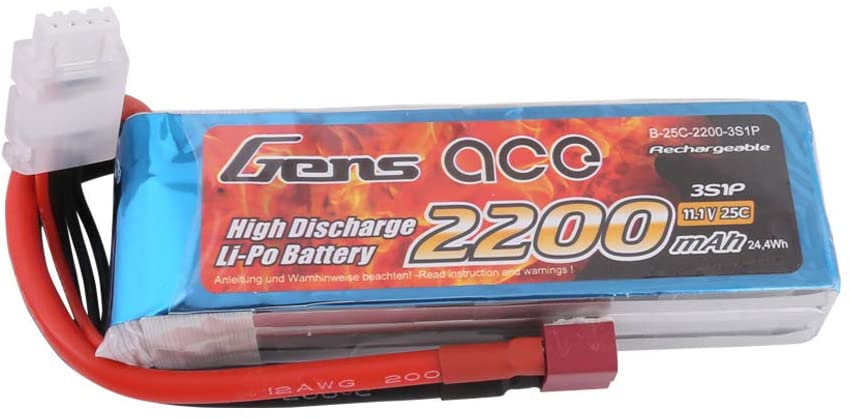 Gens ace 2200mAh 25C 3S 11.1V LiPo Battery Pack with Deans