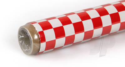 Oracover (Profilm) Covering Cheq. Small White/Red 2 metre (5523771)