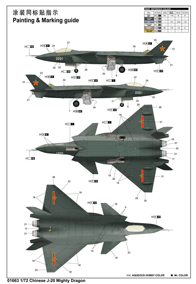 Trumpeter 1/72 Chinese J-20 Mighty Dragon 01663