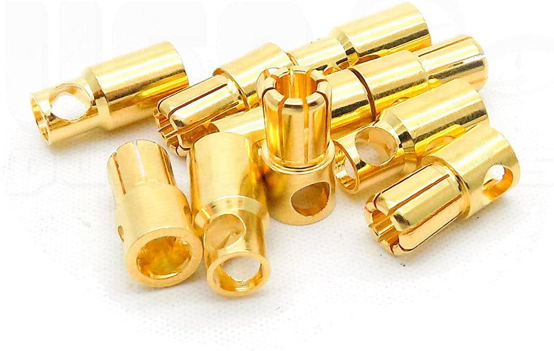 6mm Gold Connectors w/o Heatshrink (Pack of 5)