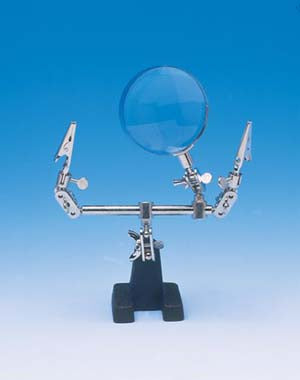 Helping hands with glass magnifier